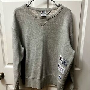 Champion 100th Anniversary Gray Crewneck Sweater with Ribbed Cuffs